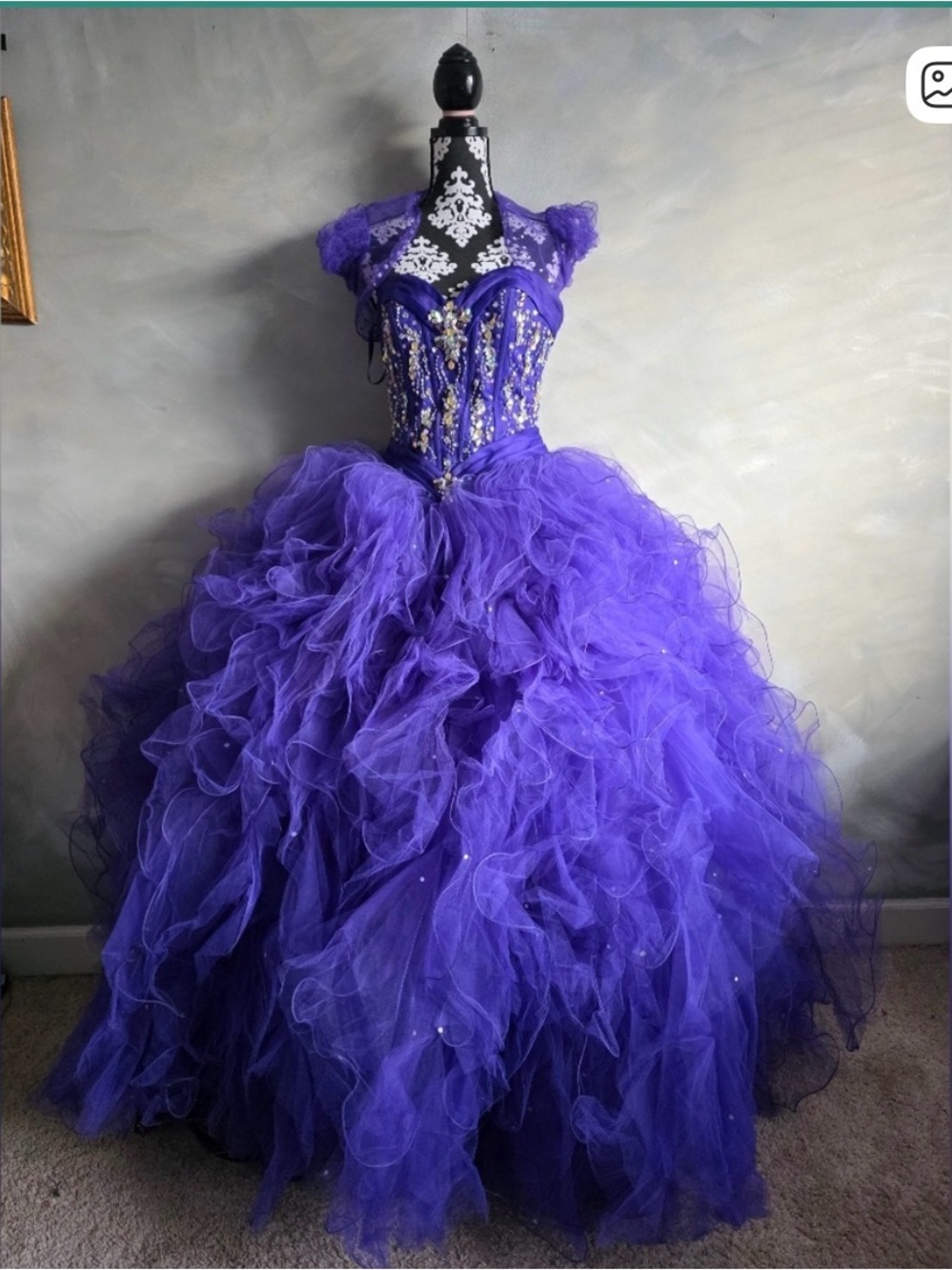 Mori Lee Madeline Gardner Prom dress /Quinceañera Purple Tulle Dress 4 Corset